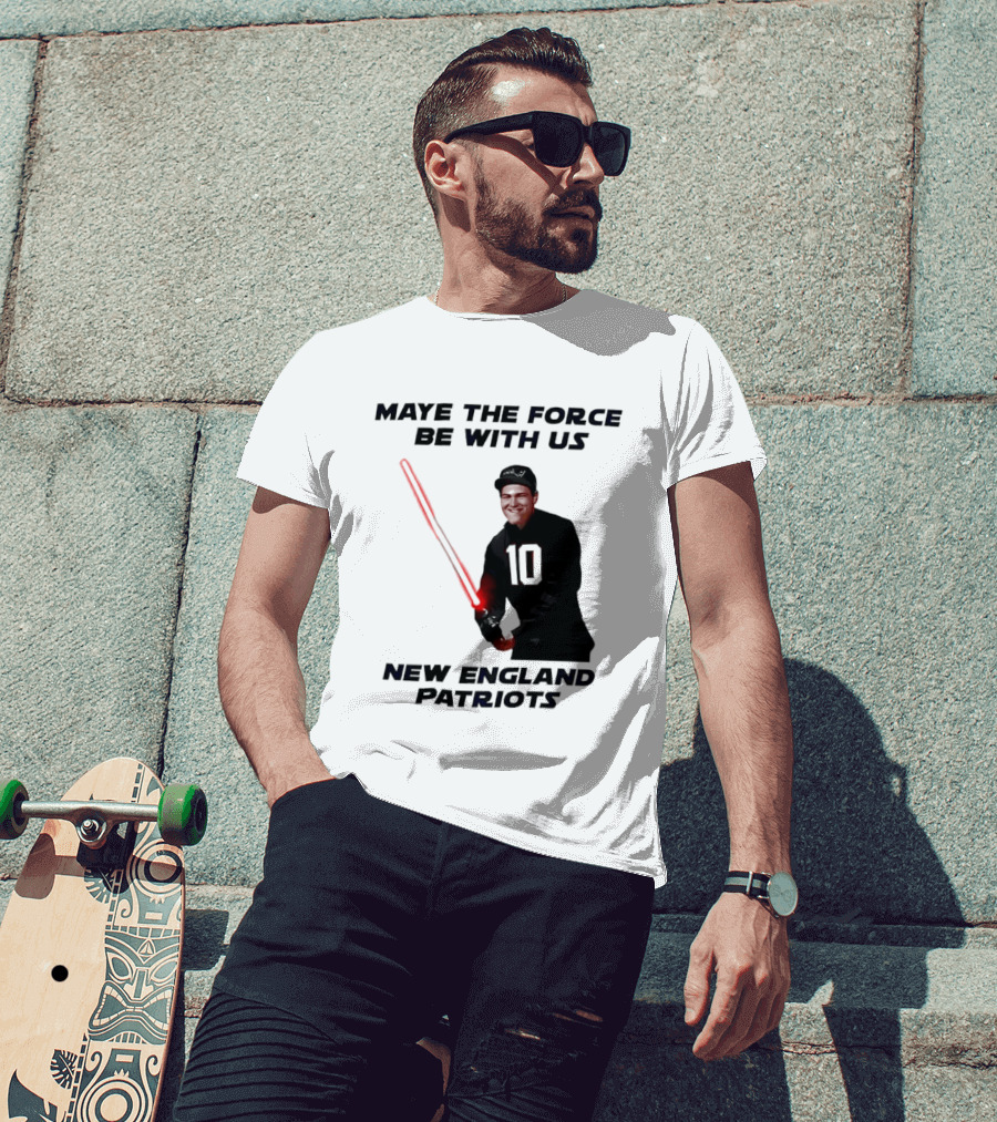 Maye The Force Be With Us New England Patriots Football Crossover Lightsaber T-Shirt