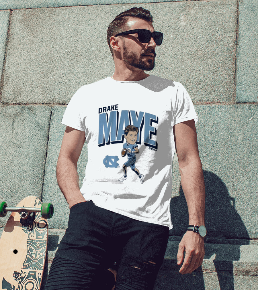 North Carolina Tar Heels Drake Maye Caricature Football Player T-Shirt