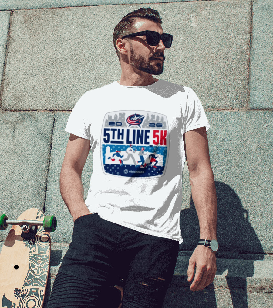 Columbus Blue Jackets 2026 5th Line 5K OhioHealth Event T-Shirt
