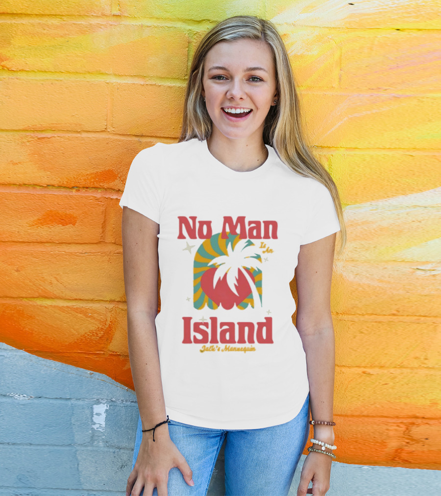 No Man Is An Island Jack's Mannequin Beachy Palm Tree Striped Heart Retro Vibes T-Shirt