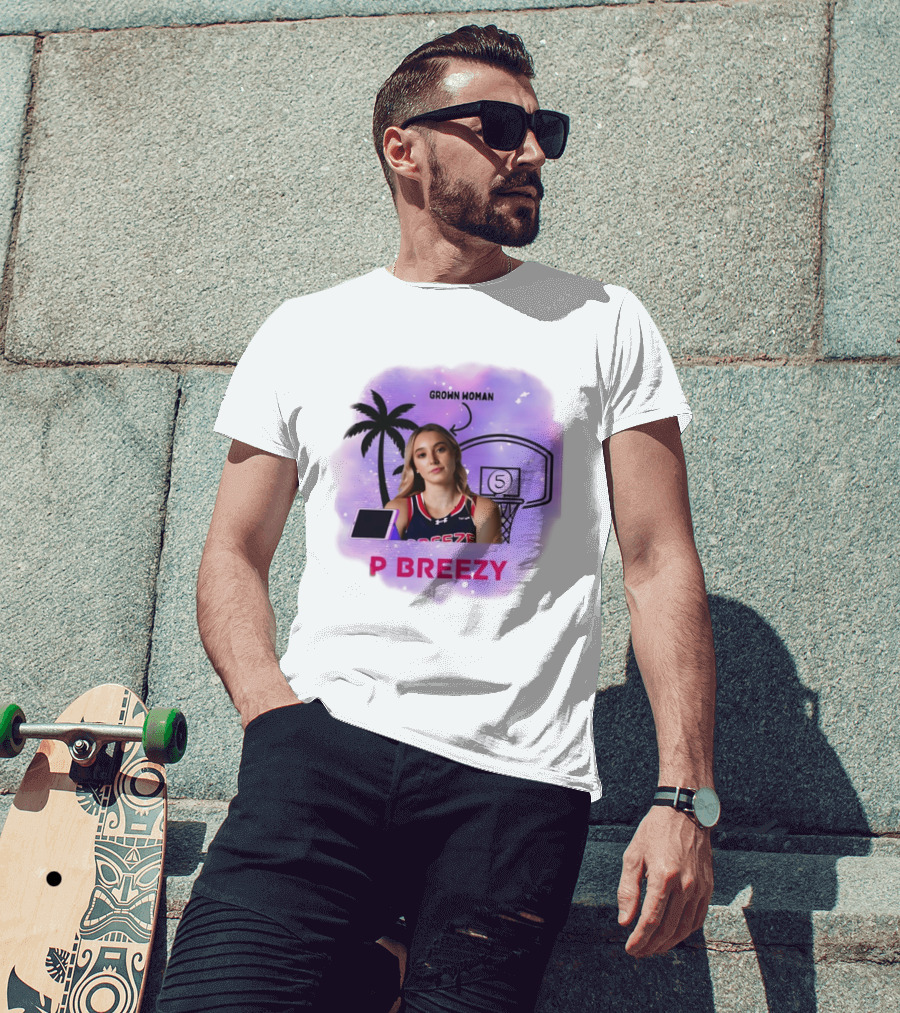 Grown Woman P Breezy Basketball Palm Tree T-Shirt