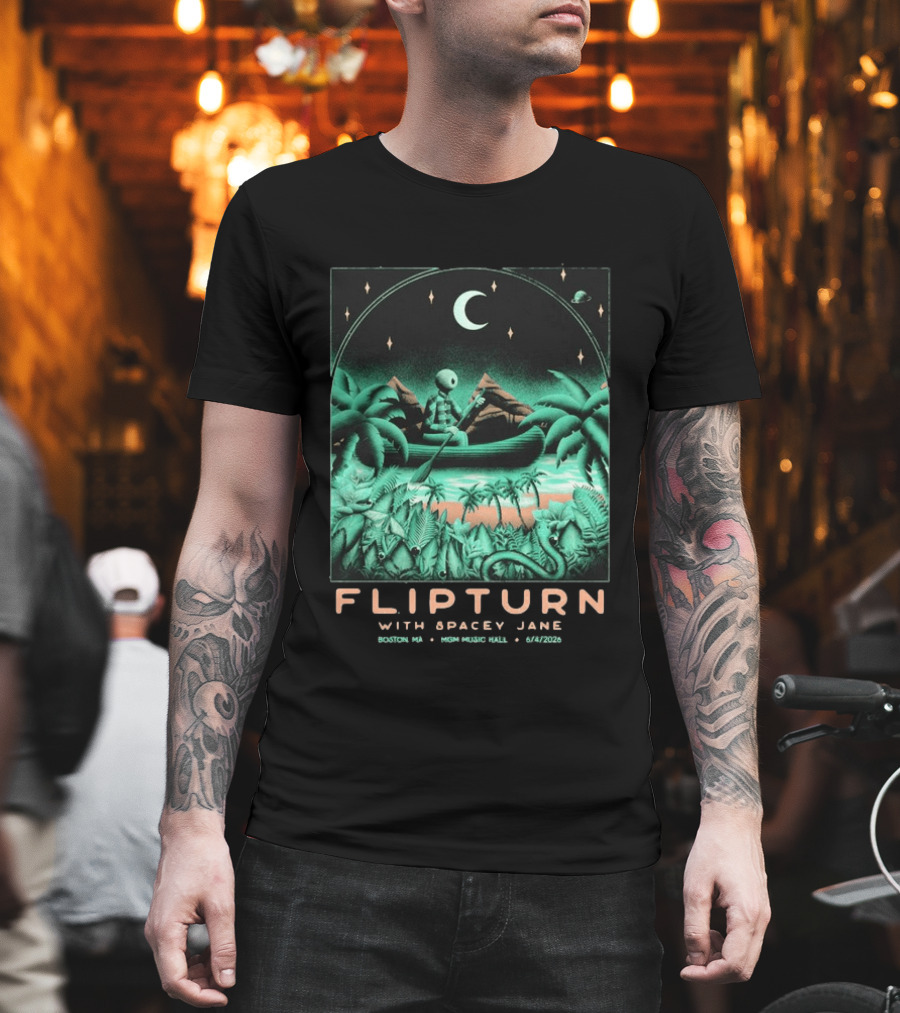 FLIPTURN with Spacey Jane MGM Music Hall Boston 6 4 2026 Art Alien Canoe Scene T-Shirt