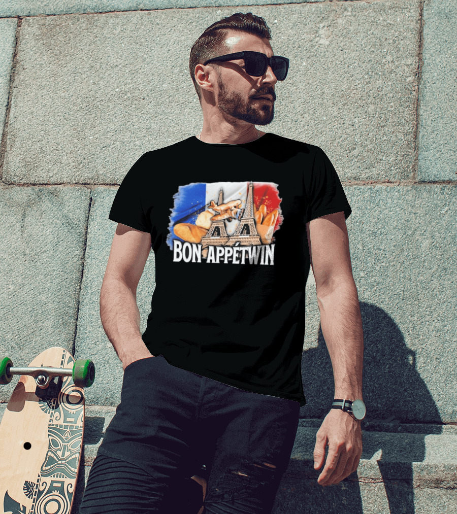 Bon Appetwin French Baguettes Eiffel Tower Paris Flag T-Shirt