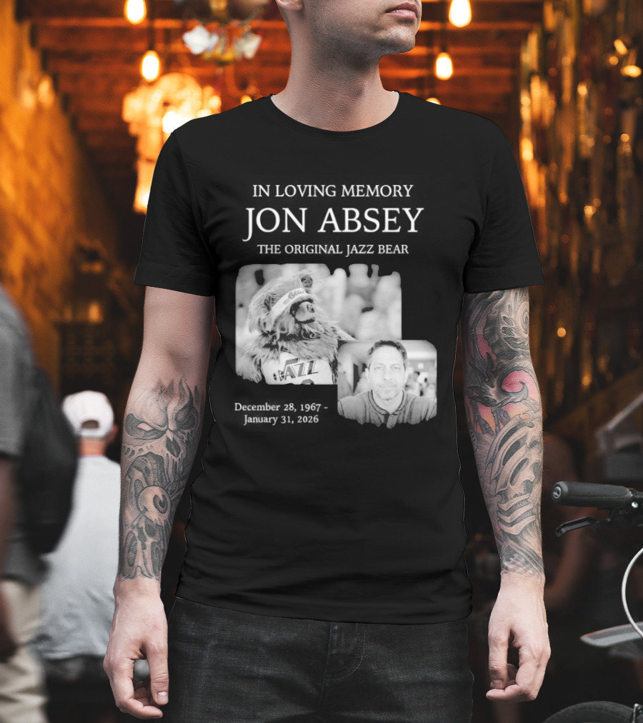 In Loving Memory Jon Absey The Jazz Bear December 28 1967 January 31 2026 Utah Jazz T-Shirt