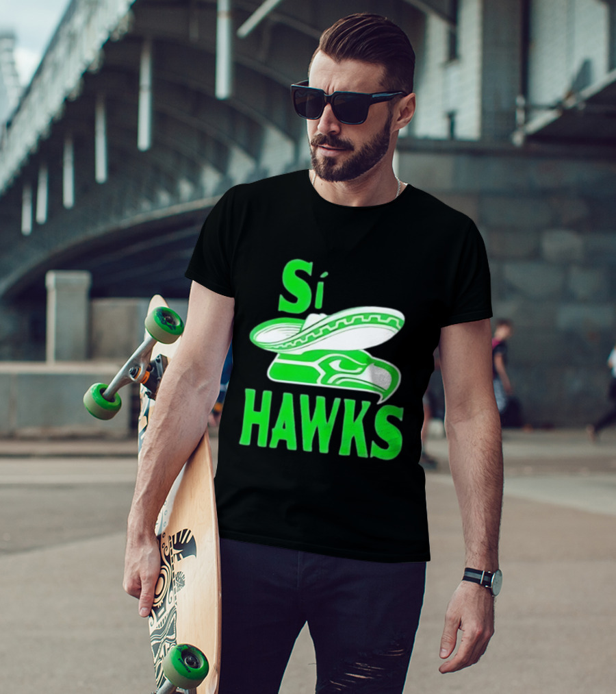 Si Hawks Mexican Sombrero Green Hawk T-Shirt