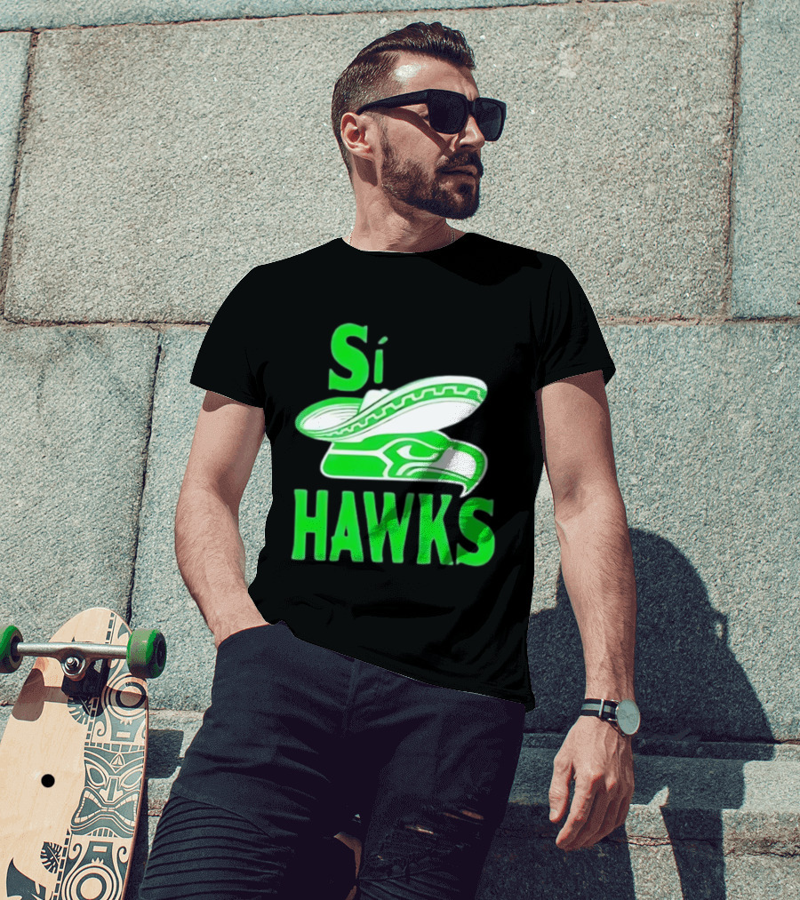 Si Hawks Mexican Sombrero Green Hawk T-Shirt