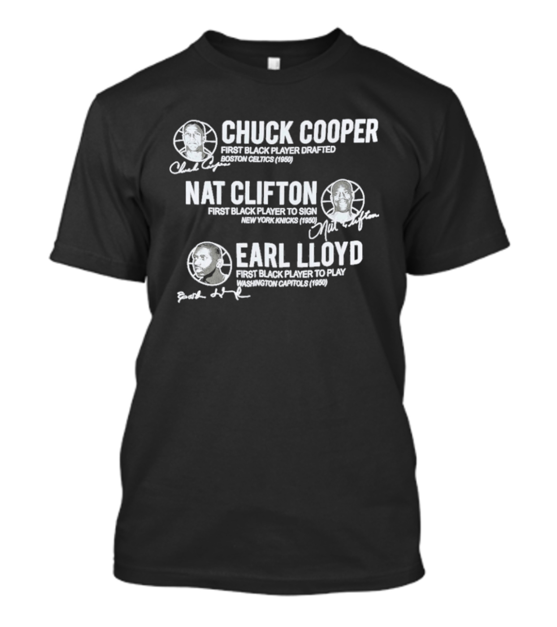 75th Anniversary NBA Pioneers Chuck Cooper Nat Clifton Earl Lloyd First Black Players T-Shirt