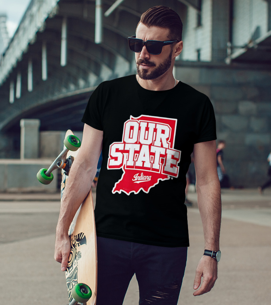 Our State Indiana Red Map College Sports Indiana T-Shirt