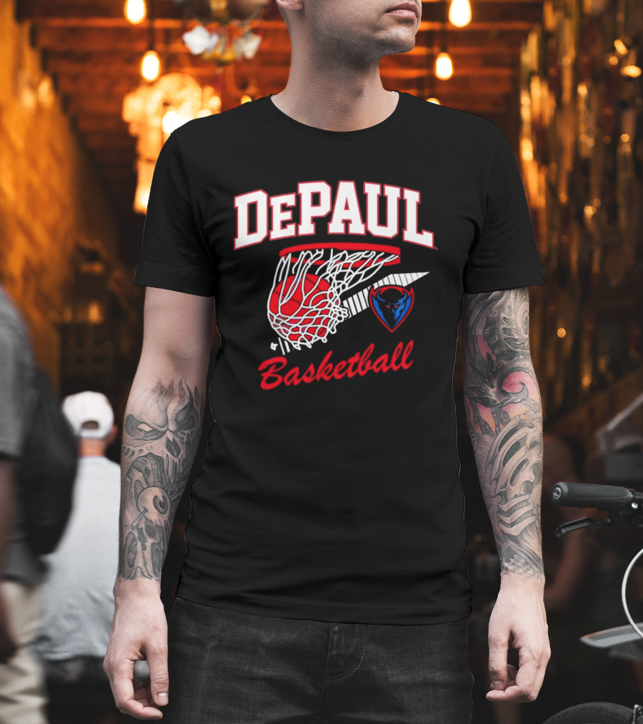DePaul Blue Demons Basketball Hoop Throwback T-Shirt
