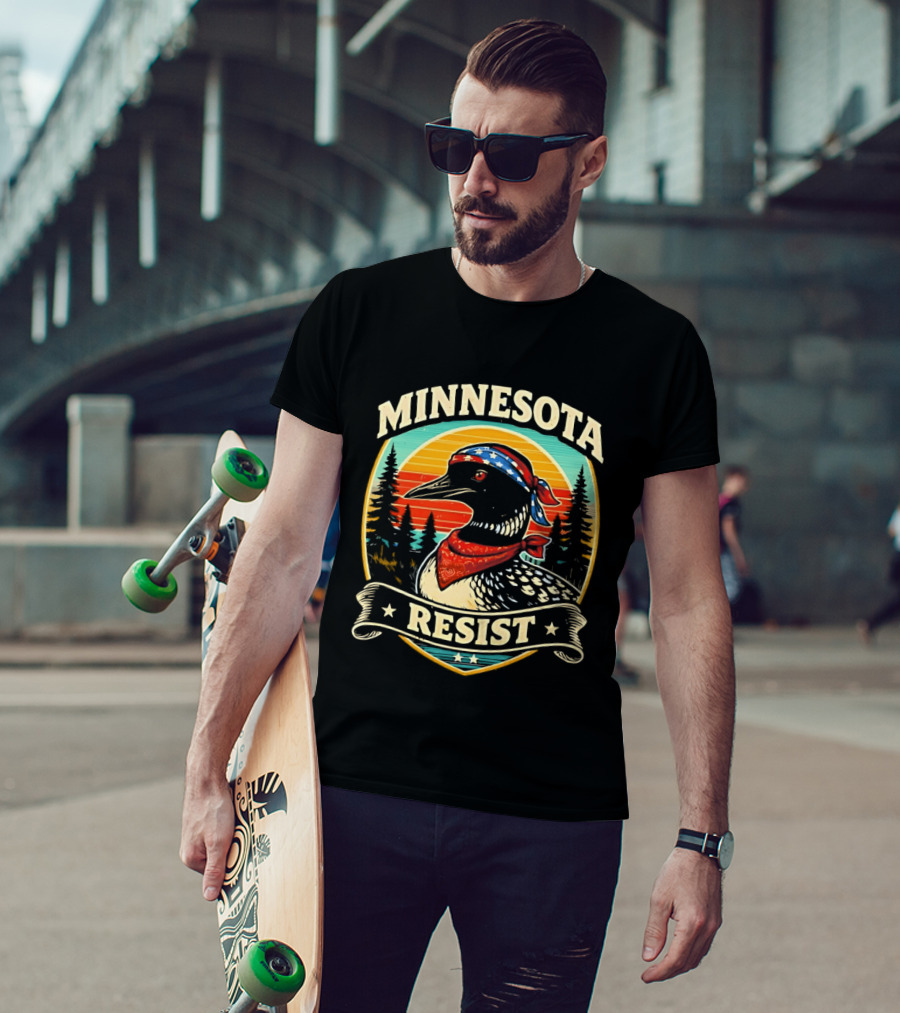 Minnesota Loons Resist Vintage American Bandana And Sunset T-Shirt