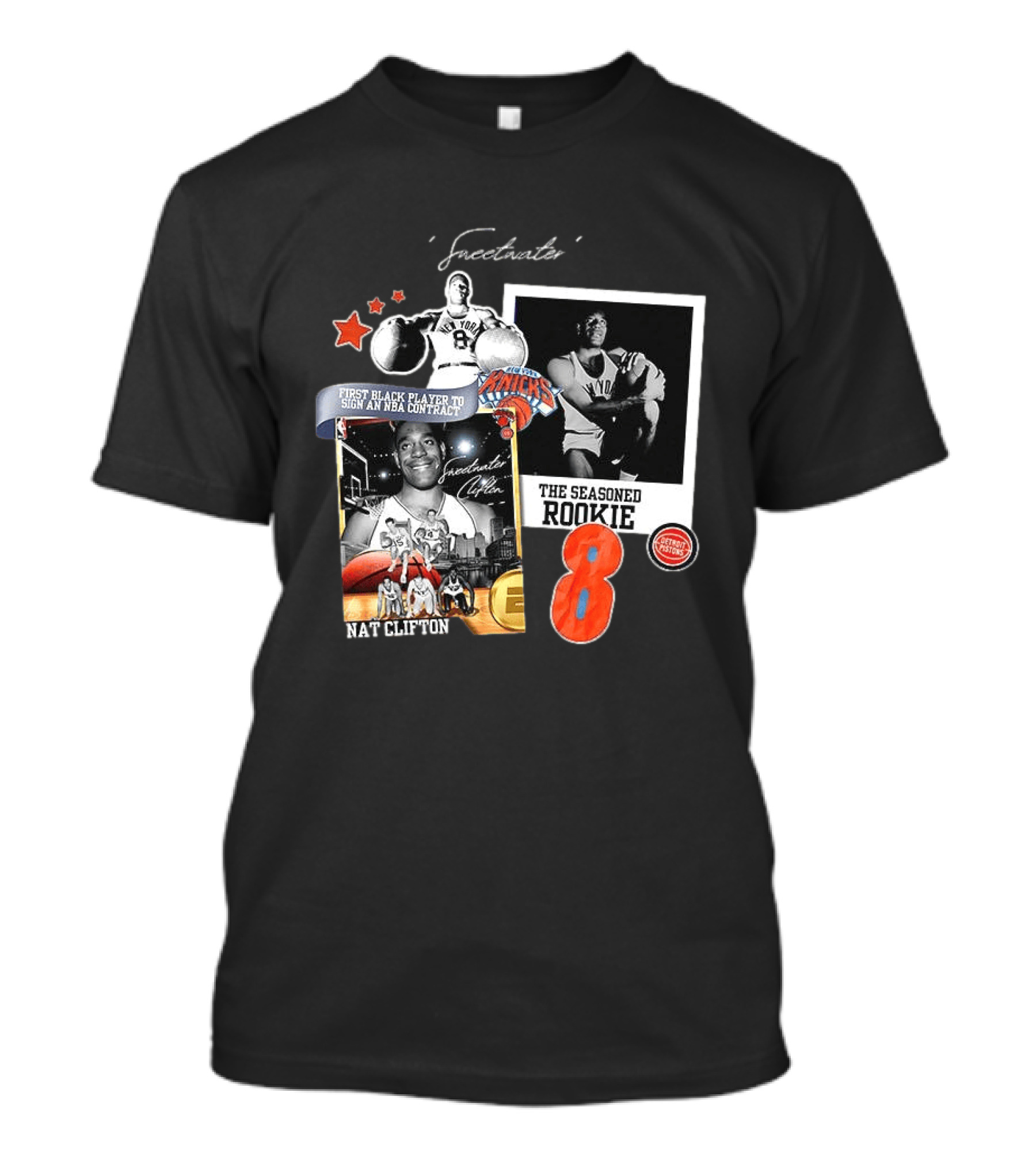 Nat Clifton NBA Trailblazer Knicks Detroit Rookie Number 8 T-Shirt