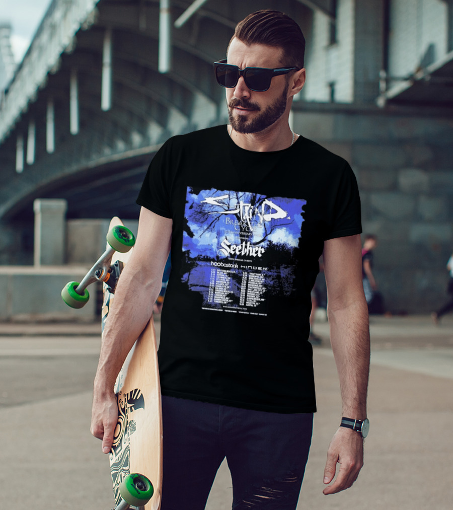 Staind Break The Cycle 25th Anniversary Tour Featuring Seether Hoobastank Hinder 2023 Dates T-Shirt
