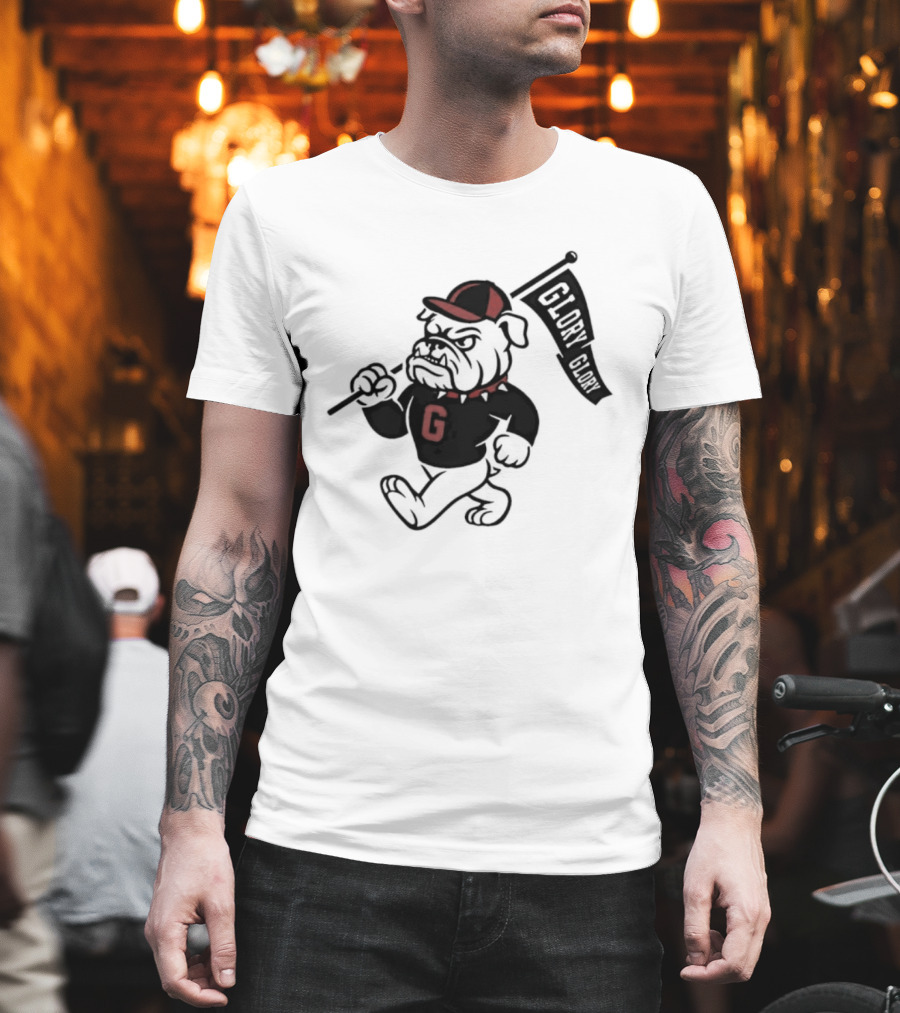 University Of Georgia G Glory Glory Bulldogs Hairy Dawg Flag T-Shirt