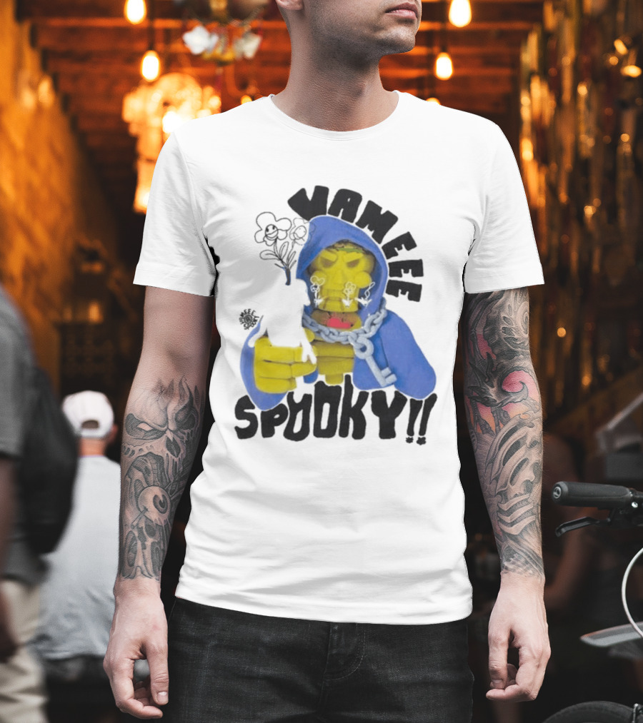 Vameee Spooky Skeleton In Blue Hood With Chains T-Shirt