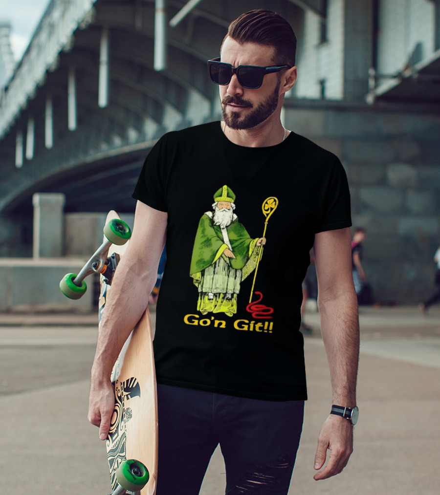 Go'n Git St Patrick Vintage Illustration With Staff And Smoke T-Shirt