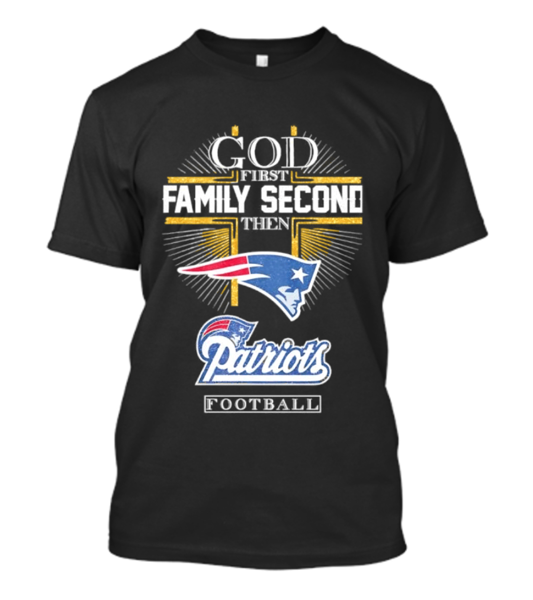 God First Family Second Then Patriots Football Flying Elvis T-Shirt