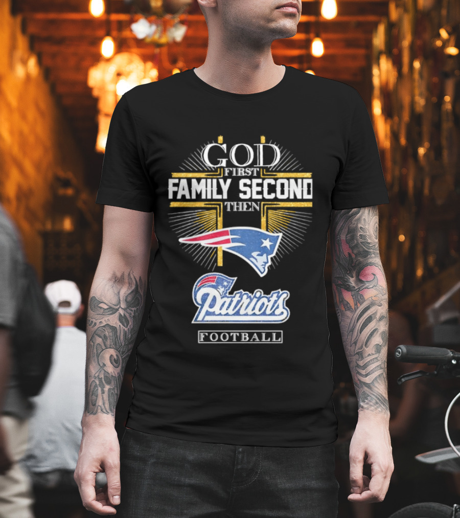 God First Family Second Then Patriots Football Flying Elvis T-Shirt