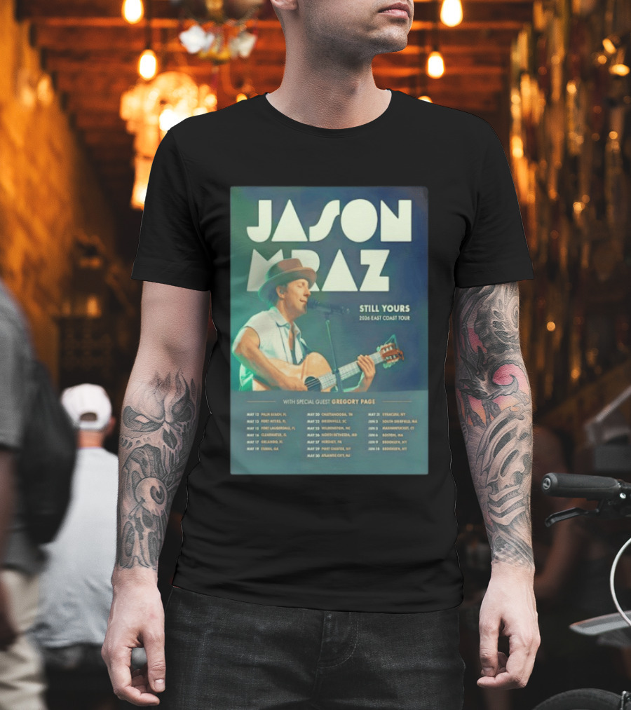 Jason Mraz Still Yours 2026 East Coast Tour Gregory Page Special Guest T-Shirt