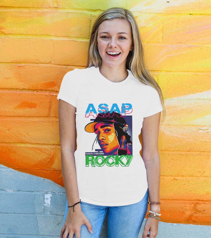 ASAP Rocky Rakim Mayers Hip Hop Street Art Bold Pop Color Aesthetic T-Shirt