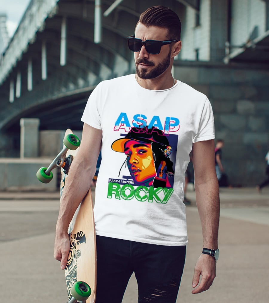 ASAP Rocky Rakim Mayers Hip Hop Street Art Bold Pop Color Aesthetic T-Shirt