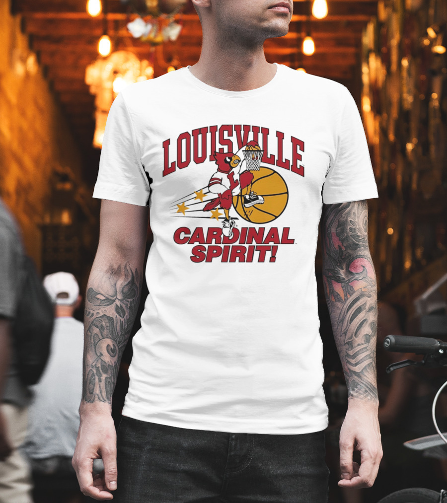 Louisville Cardinal Spirit Basketball Dunking Stars T-Shirt