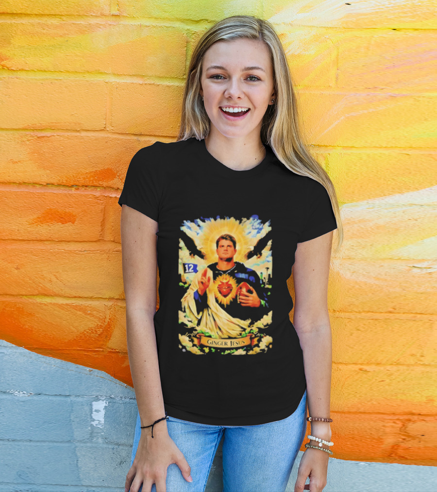 Ginger Jesus 12 Seattle Seahawks Football Halo Sacred Heart T-Shirt