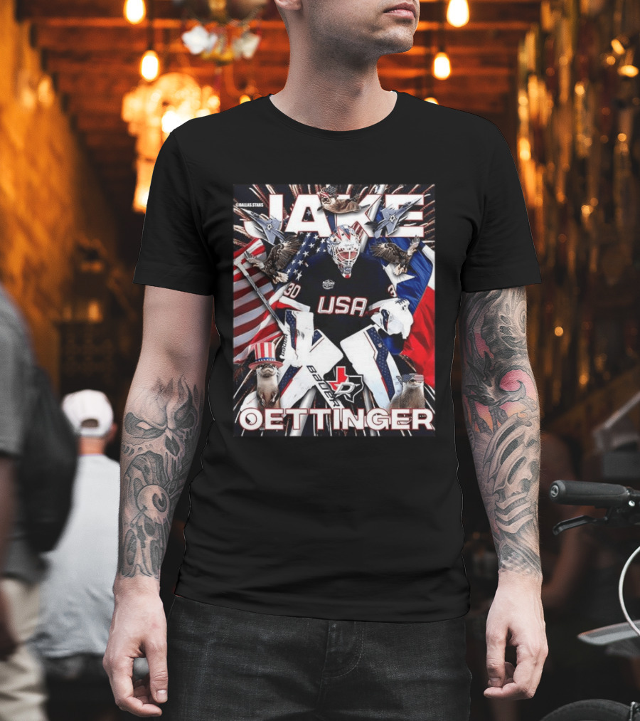 Jake Oettinger USA Hockey Olympics Dallas Stars Bauer T-Shirt
