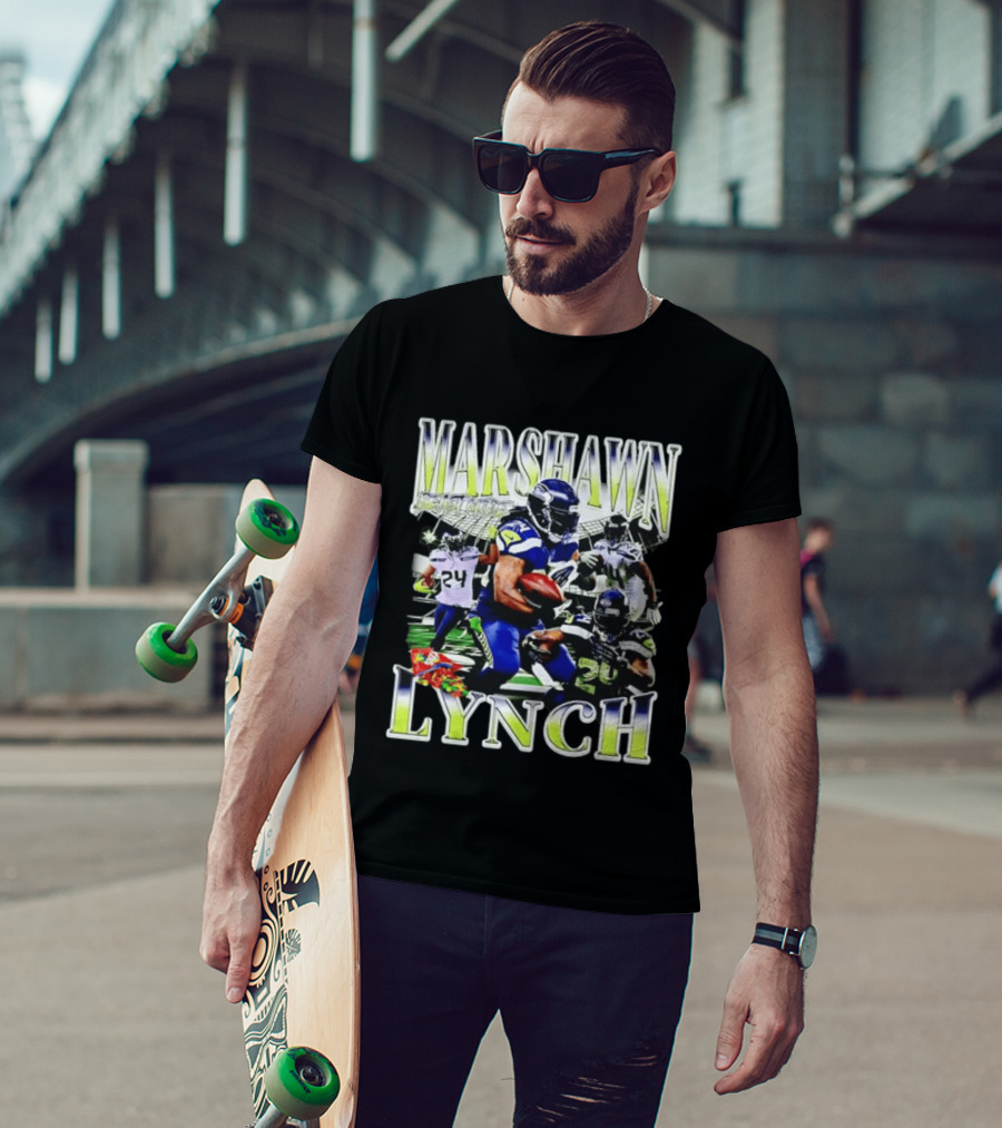 Marshawn Lynch Seattle Seahawks Football Star Running Back Legends T-Shirt