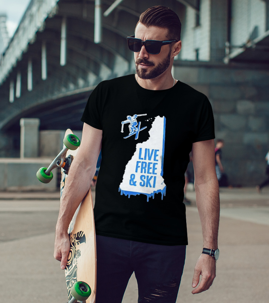 New Hampshire Live Free & Ski Winter Adventure Skiing T-Shirt