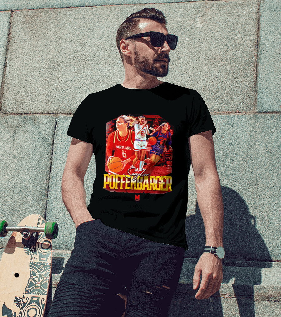 Saylor Poffenbarger Maryland Basketball Player 6 Collage T-Shirt