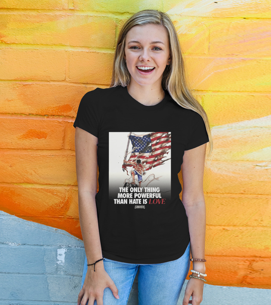 USA Luffy Flag The Only Thing More Powerful Than Hate Is Love MCFANCLUB T-Shirt