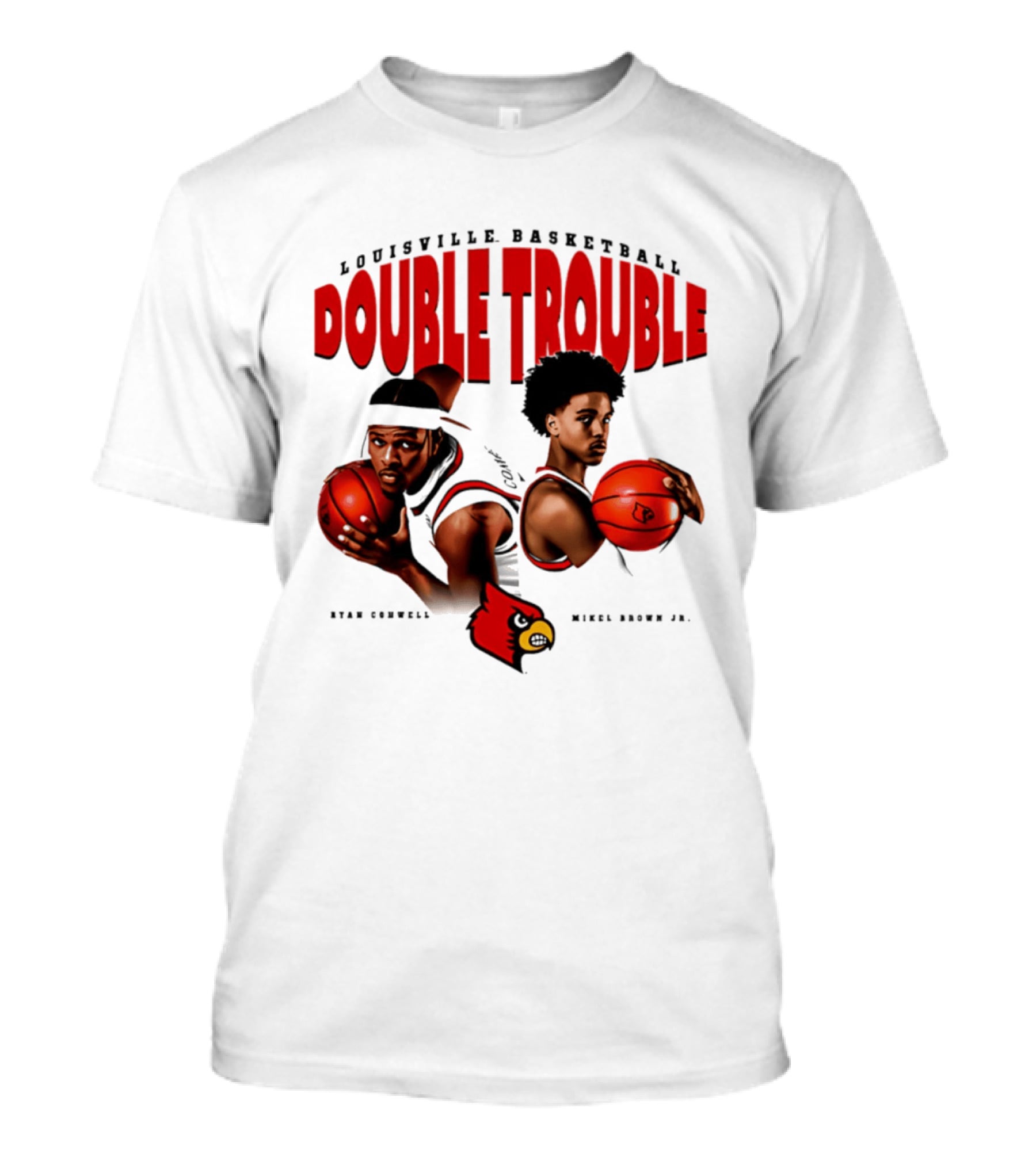 L Louisville Basketball Double Trouble Ryan Conwell Mikel Brown Jr T-Shirt