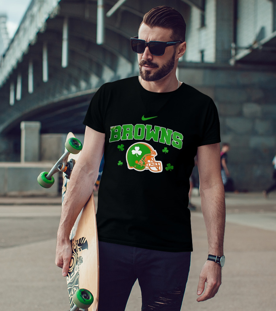 Browns Irish Inspired Football Shamrock Theme Nike T-Shirt