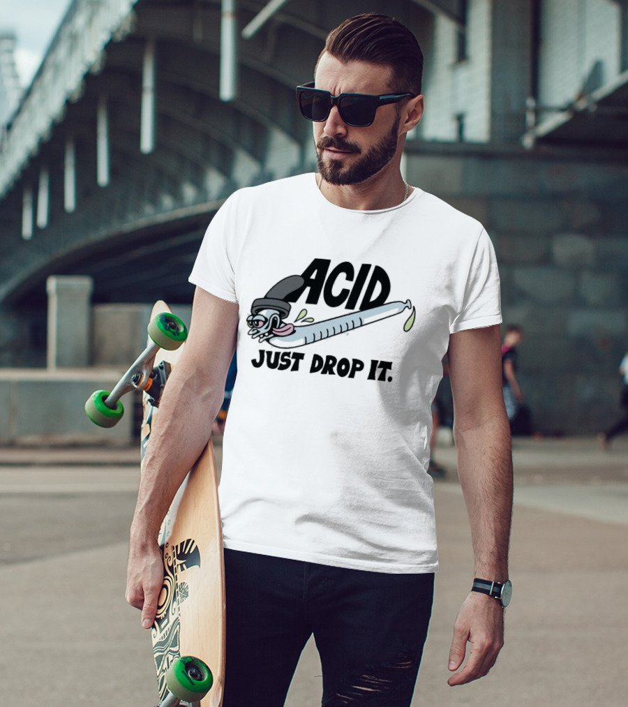 Acid Just Drop It Cartoon Worm T-Shirt