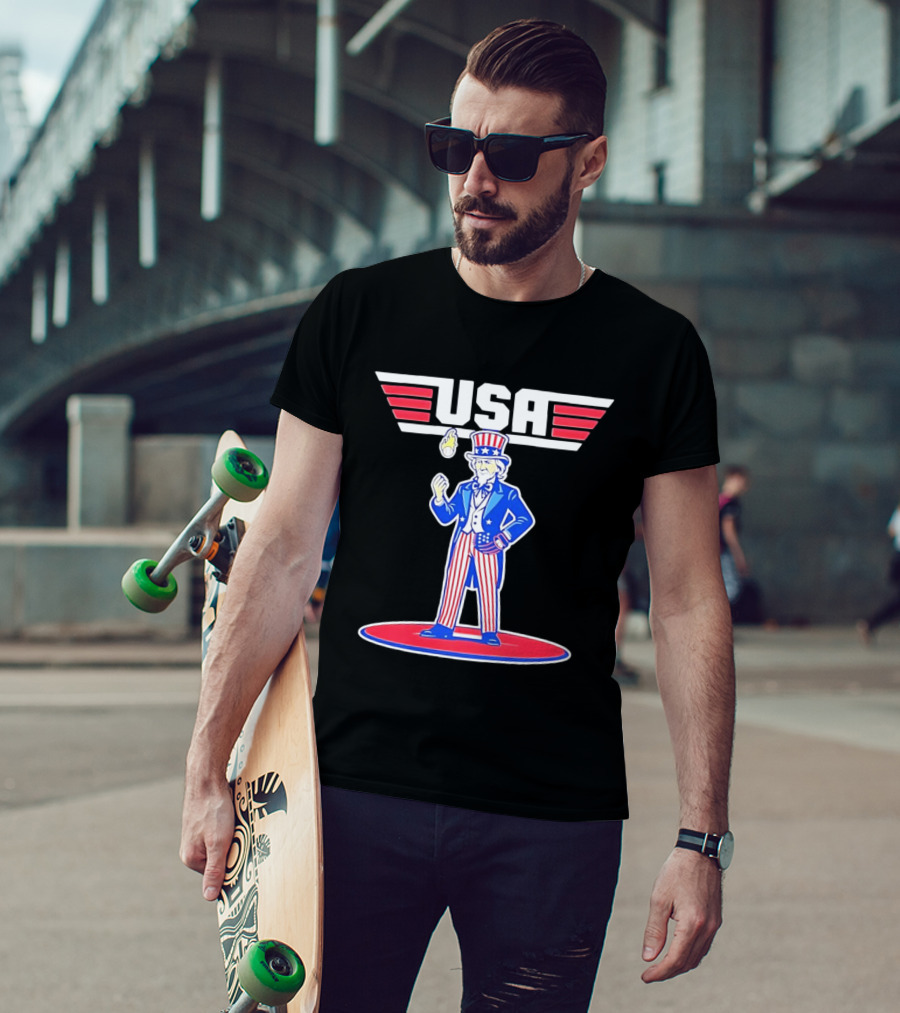 Uncle Sam USA Baseball Ace Patriotic Sports T-Shirt