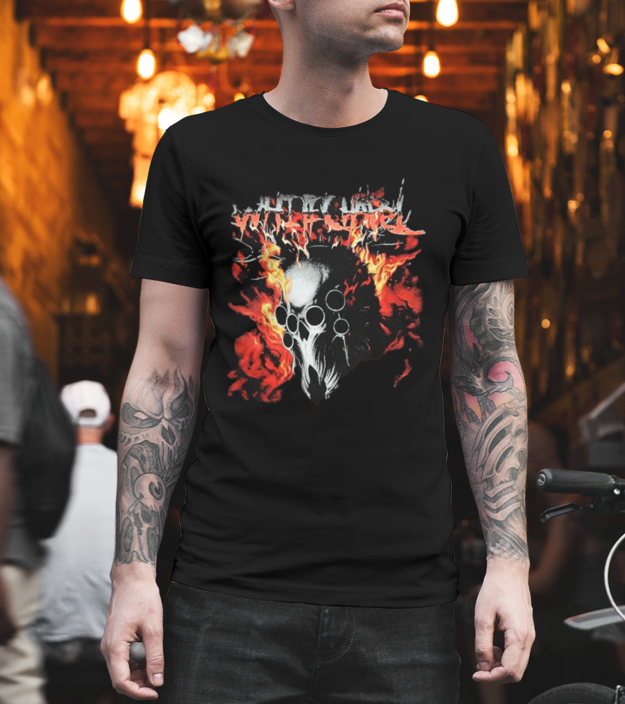 Whitechapel Inferno Skull Flames Grunge T-Shirt