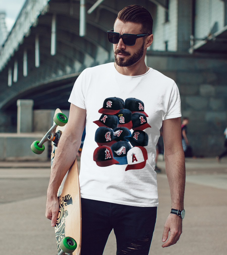 Stacked A Cap Collection With Angelic Halo And Stylized Wings T-Shirt