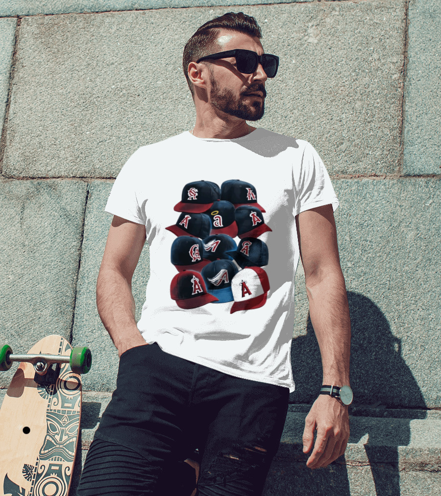 Stacked A Cap Collection With Angelic Halo And Stylized Wings T-Shirt