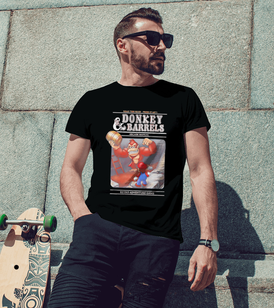 Read This Book Press Start Donkey And Barrels Arcade Manual Classic Video Game T-Shirt