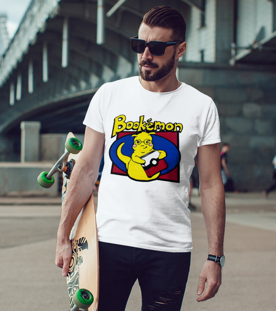 Bookemon Pikachu With Book And Pokeball T-Shirt