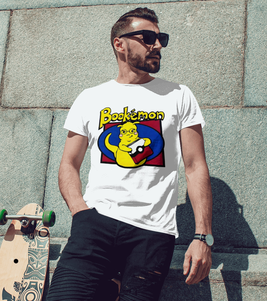 Bookemon Pikachu With Book And Pokeball T-Shirt