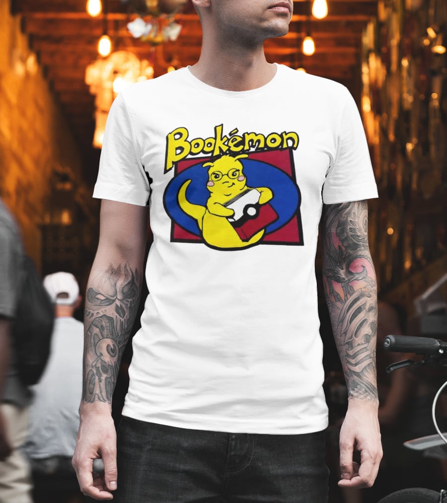 Bookemon Pikachu with Book and Pokeball T-Shirt