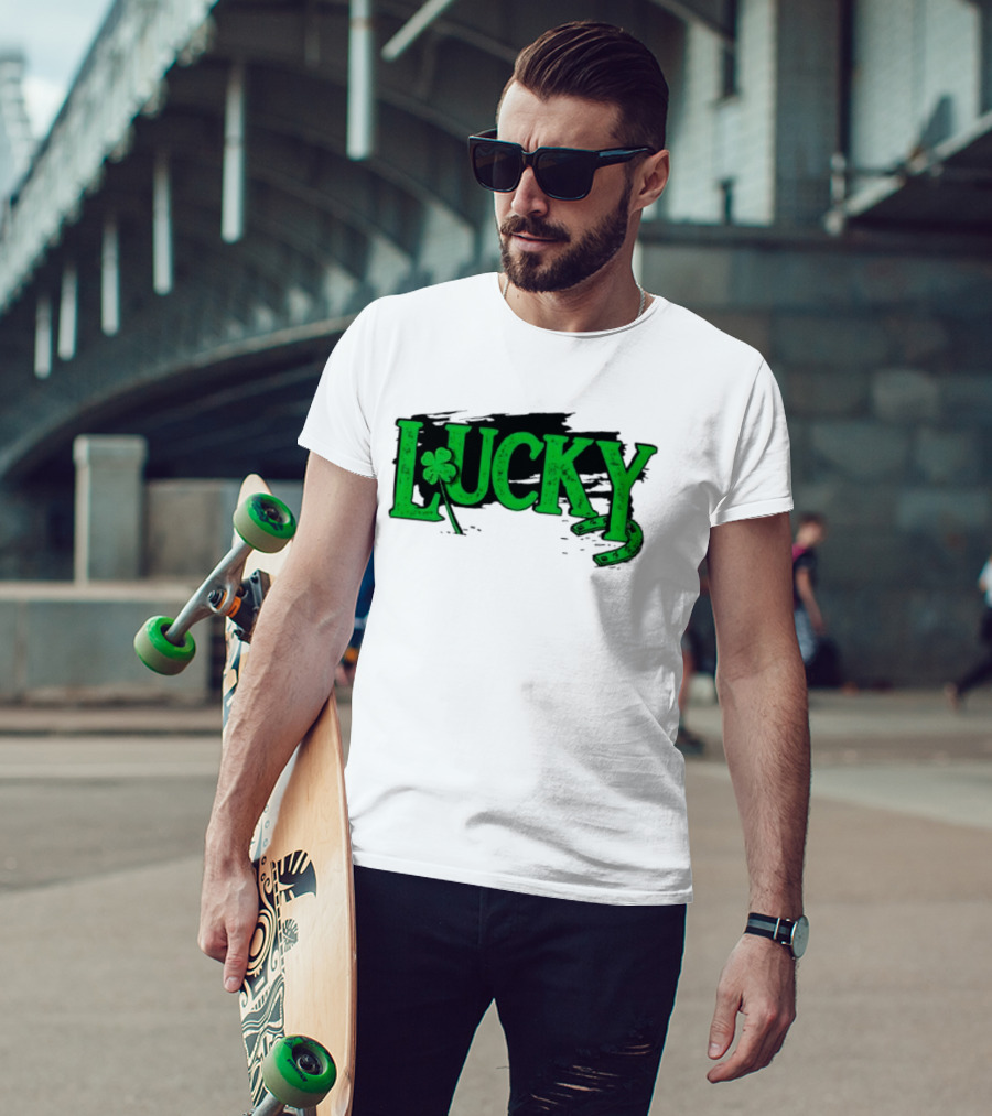 Lucky Green Horseshoe And Shamrock St. Patrick's Day T-Shirt
