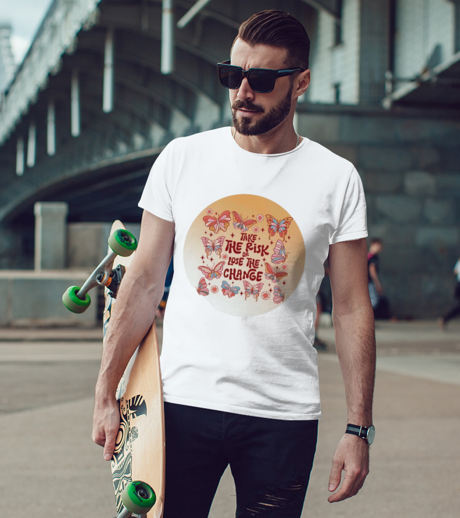 Take The Risk Or Lose The Change Butterfly Mandala T-Shirt