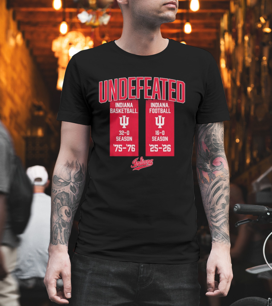 Indiana Hoosiers Undefeated 1975 76 Basketball and 1925 26 Football Seasons T-Shirt