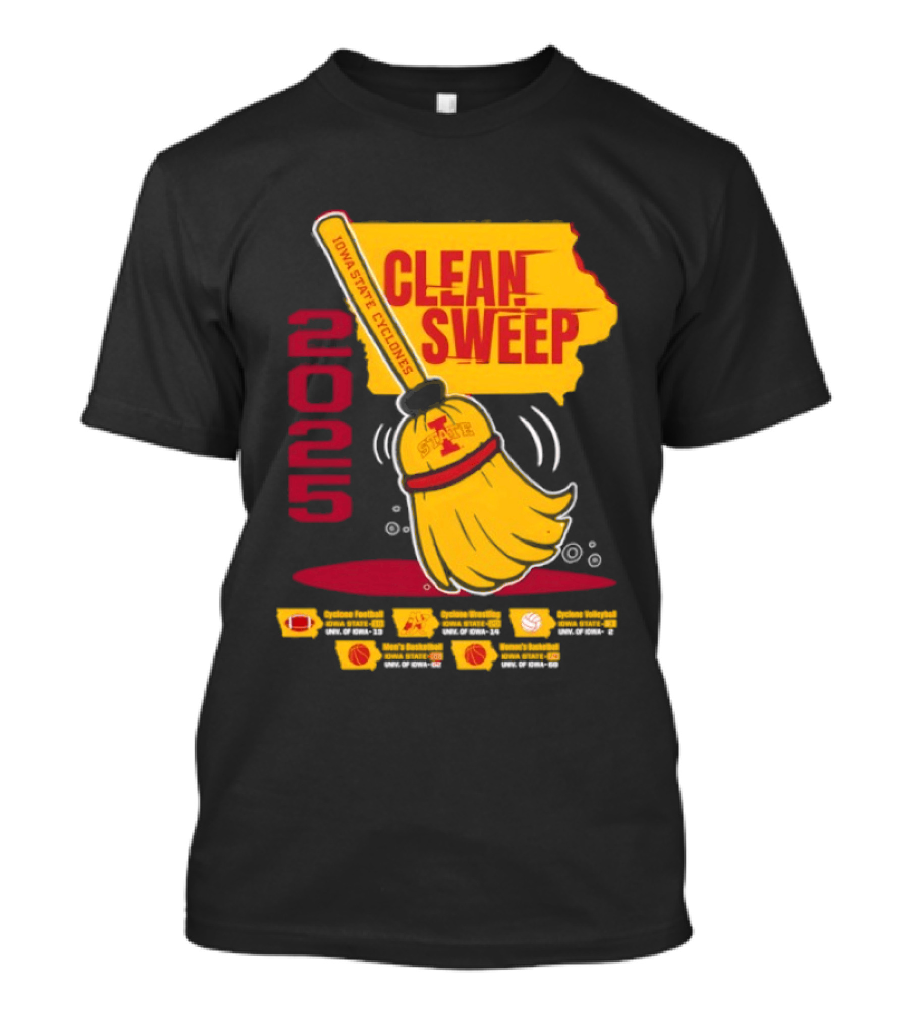 Iowa State Cyclones Clean Sweep 2025 Basketball Wrestling Volleyball Football T-Shirt