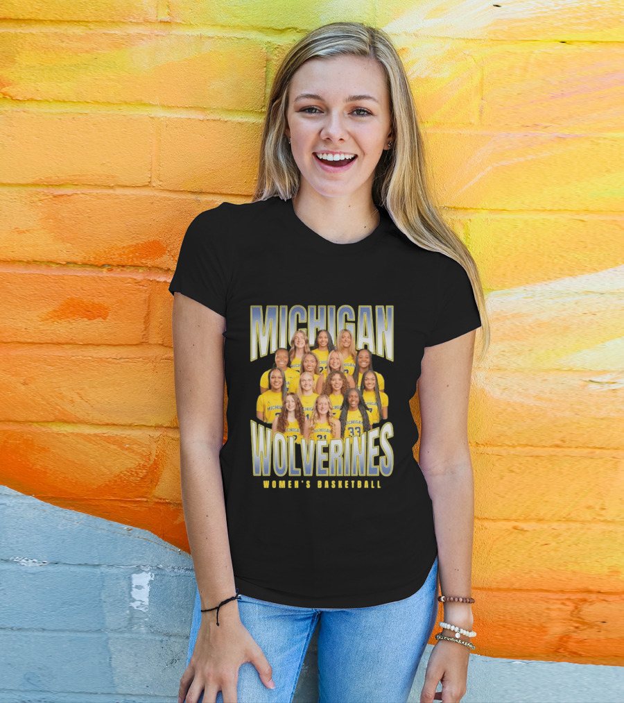 Michigan Wolverines Women's Basketball Team Photography T-Shirt