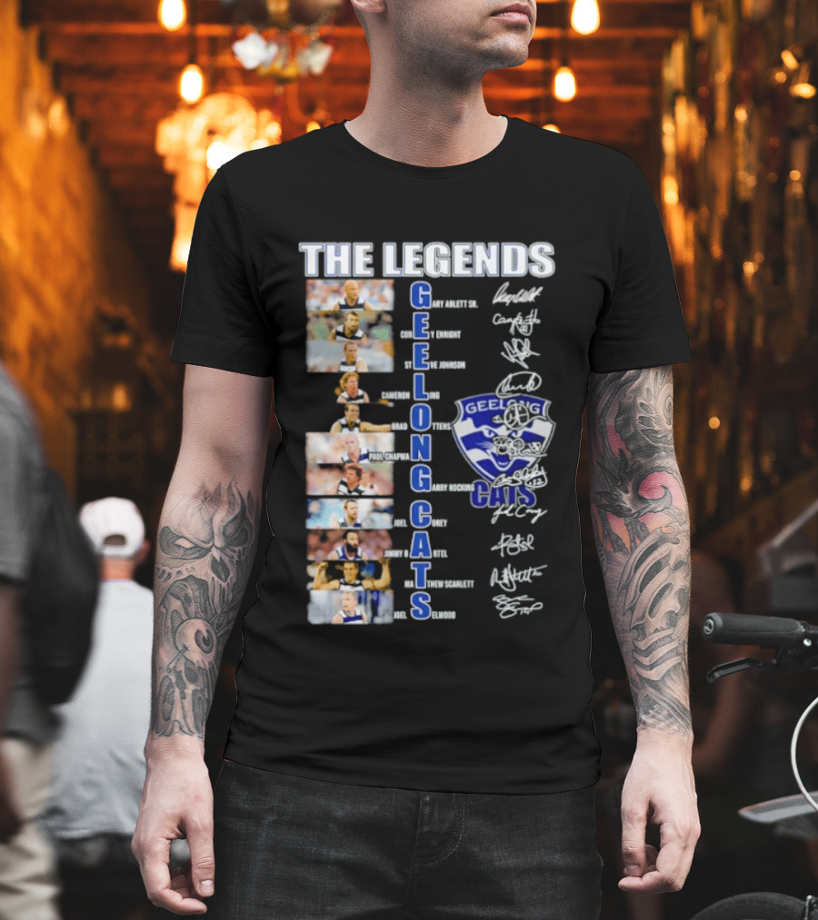 The Legends of Geelong Cats Player Signatures and Iconic Players T-Shirt