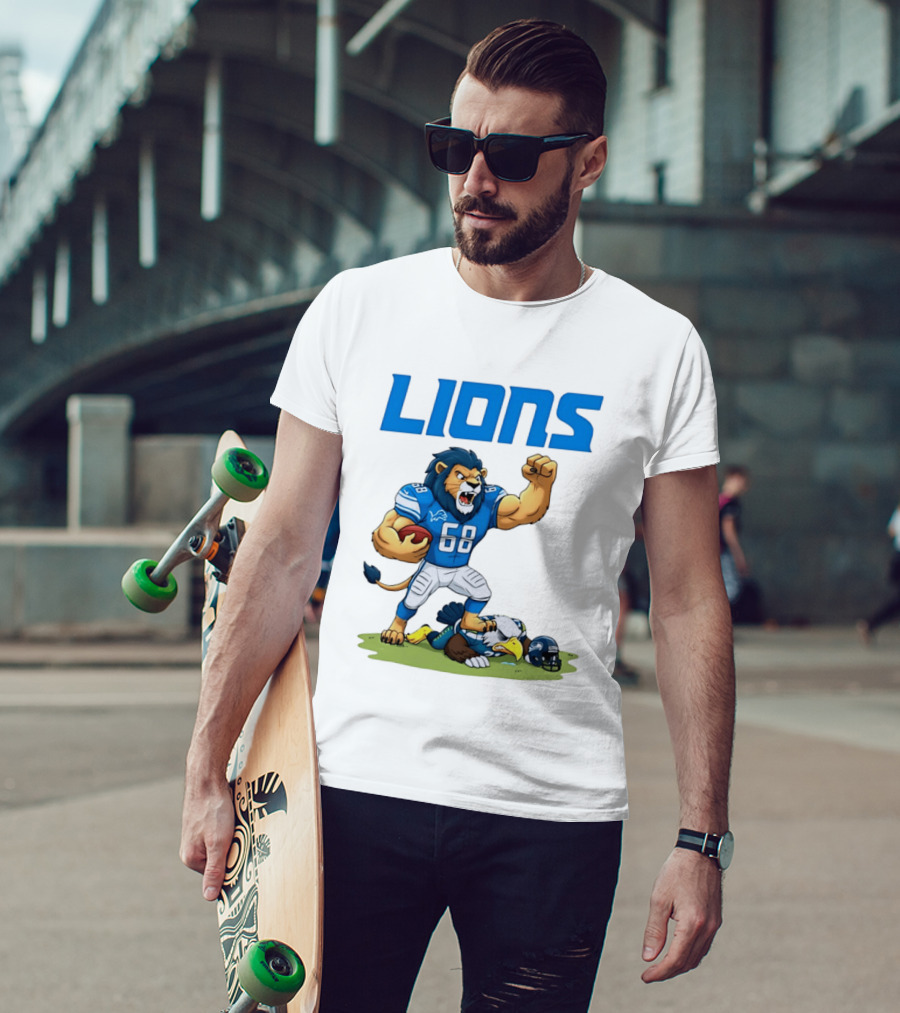 Detroit Lions Dominating Seahawks Rivalry Mascot Showdown T-Shirt