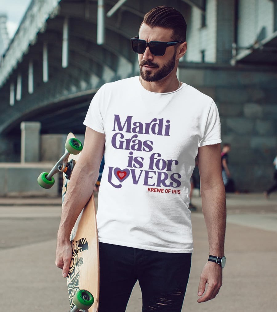 Mardi Gras Is For Lovers Krewe Of Iris Heart T-Shirt